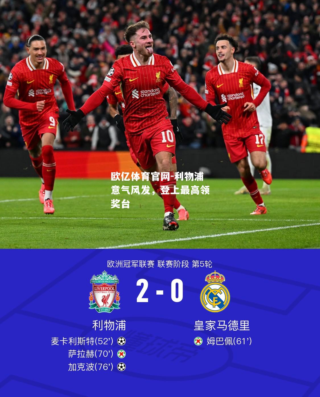 利物浦意气风发，登上最高领奖台